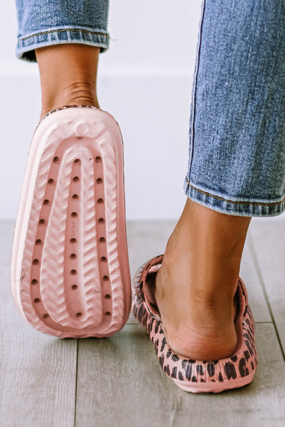 Pink Leopard Slip On Slippers