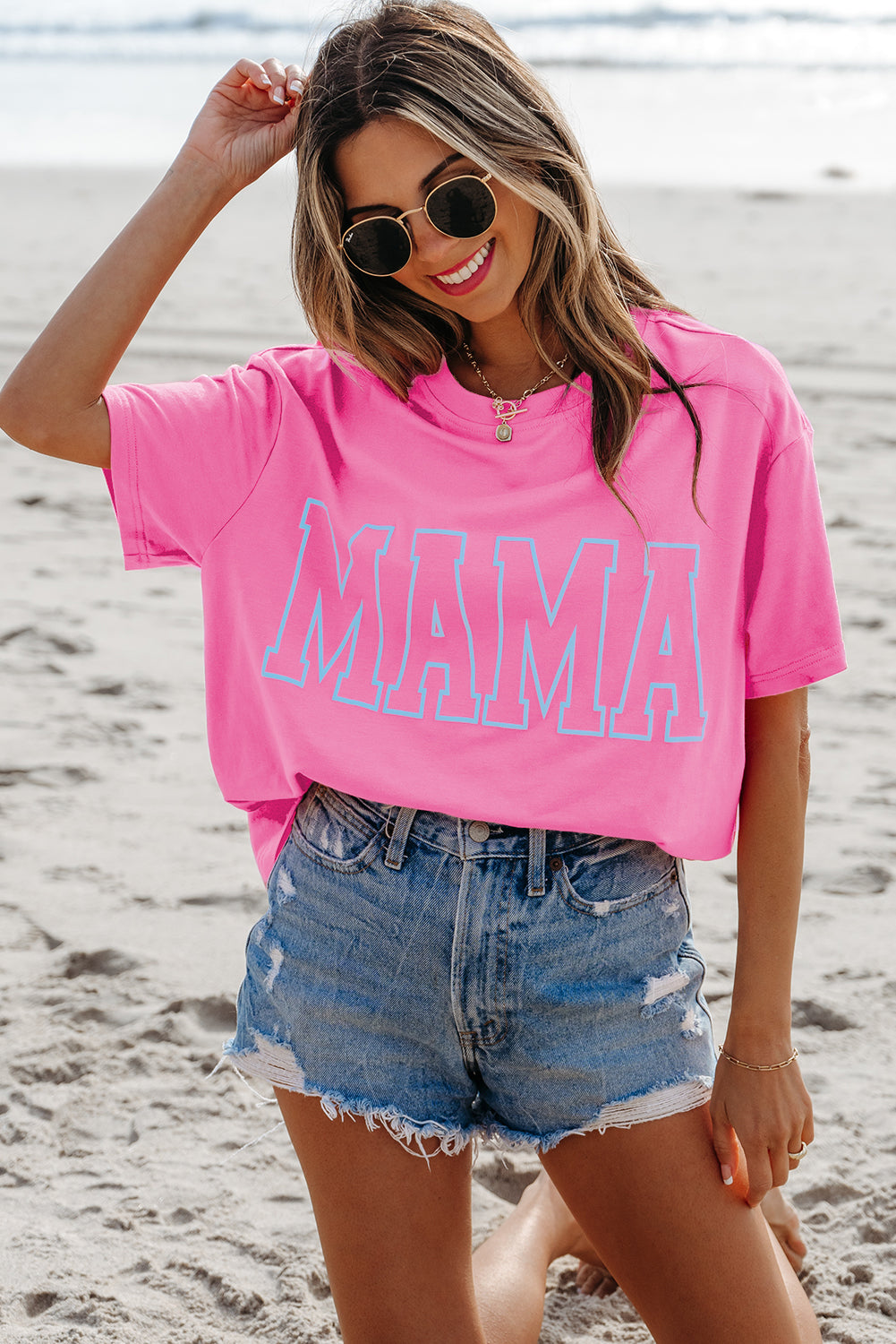 Bright Pink MAMA T Shirt