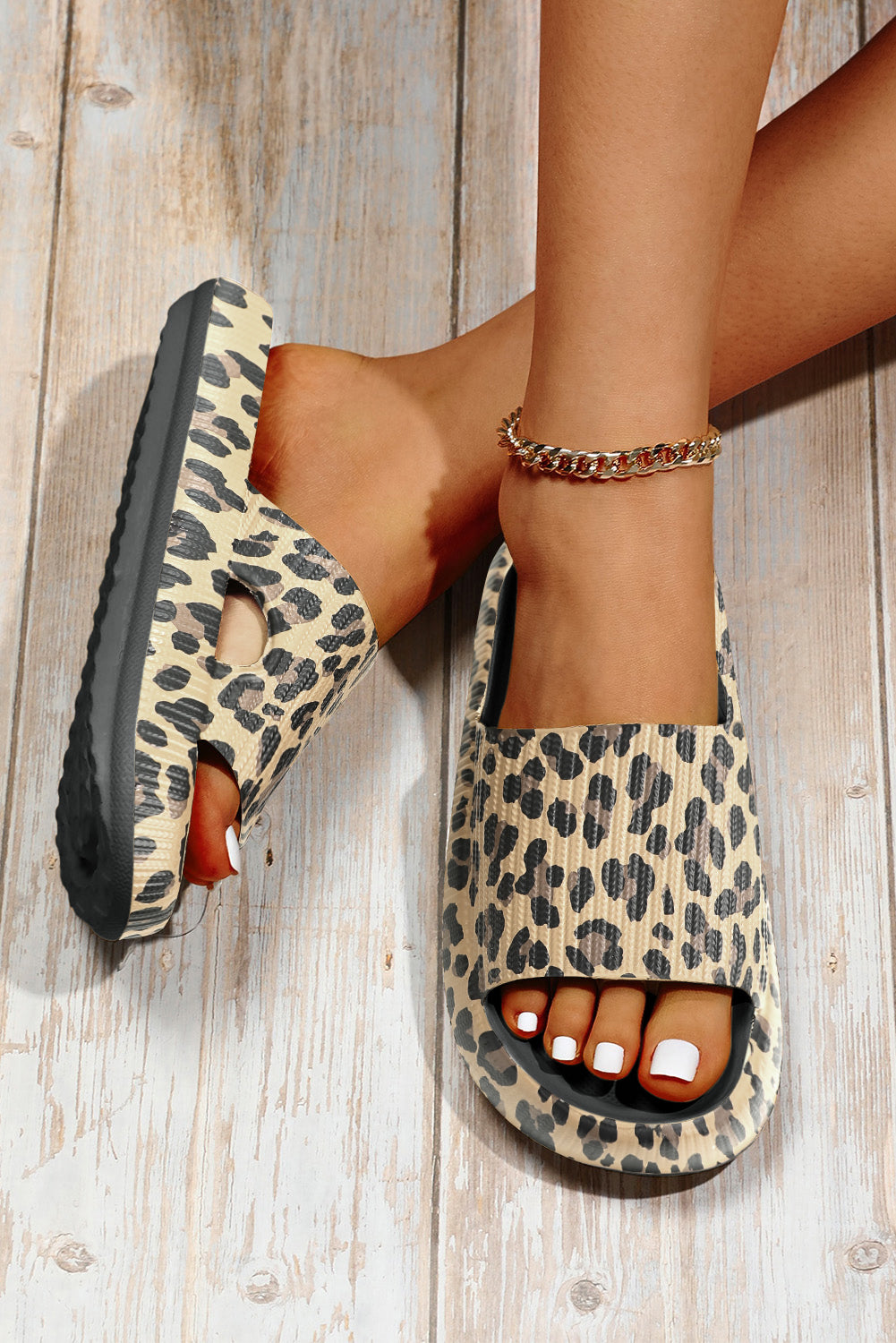 Pink Leopard Slip On Slippers