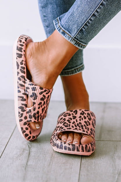 Pink Leopard Slip On Slippers