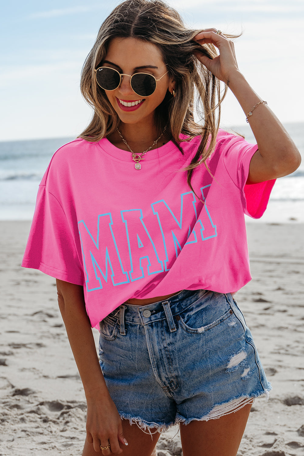 Bright Pink MAMA T Shirt