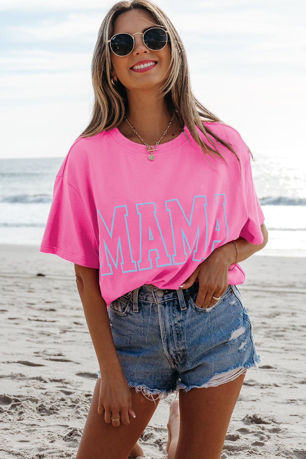 Bright Pink MAMA T Shirt